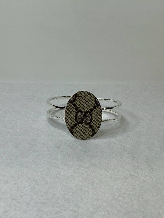 Gucci Jewelry - Gucci Monogram Canvas Silver Oval Cuff Bangle Bracelet